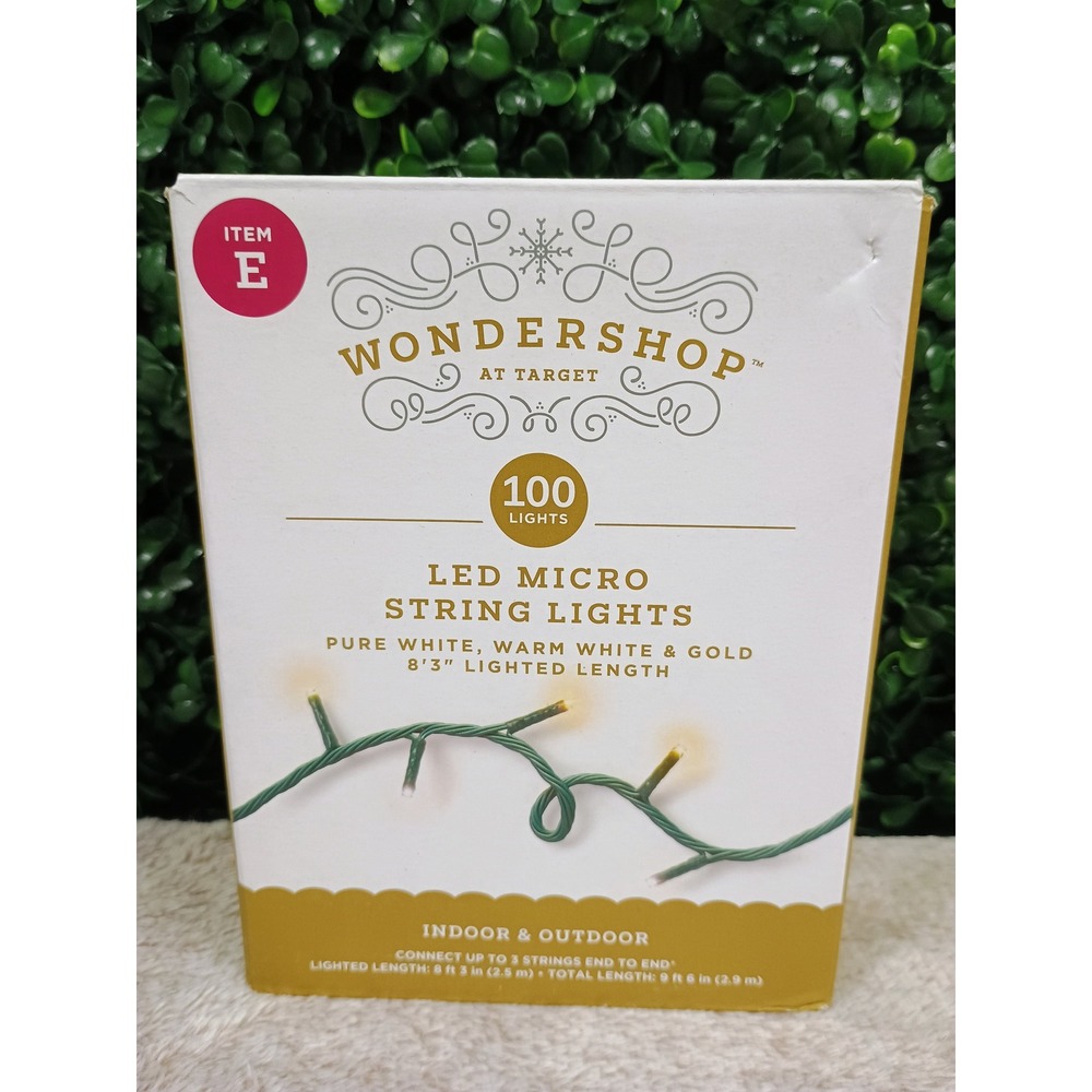 Wondershop Target 100 LED Micro String‎ Lights E Pure White Warm Gold Green Wire
